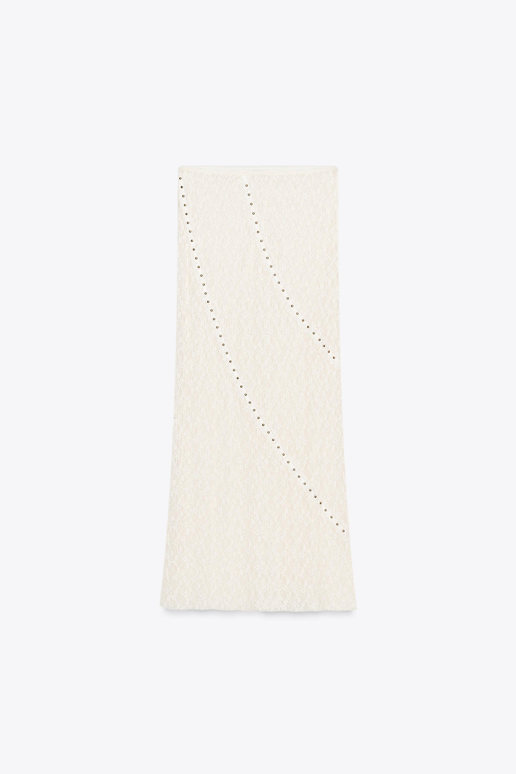 STUDDED LACE MIDI SKIRT | Zara UK