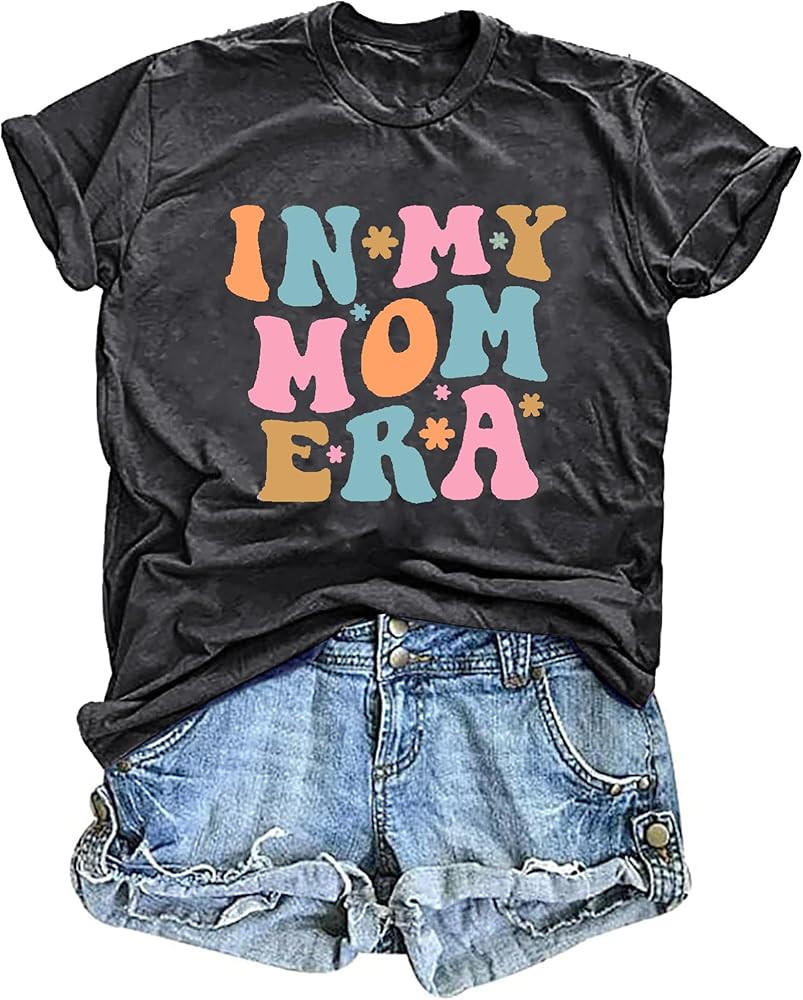 Mama Shirt Women Funny Letters Print Mother's Day Graphic Tees in My Mama Era Shirt Mom Life Casu... | Amazon (US)