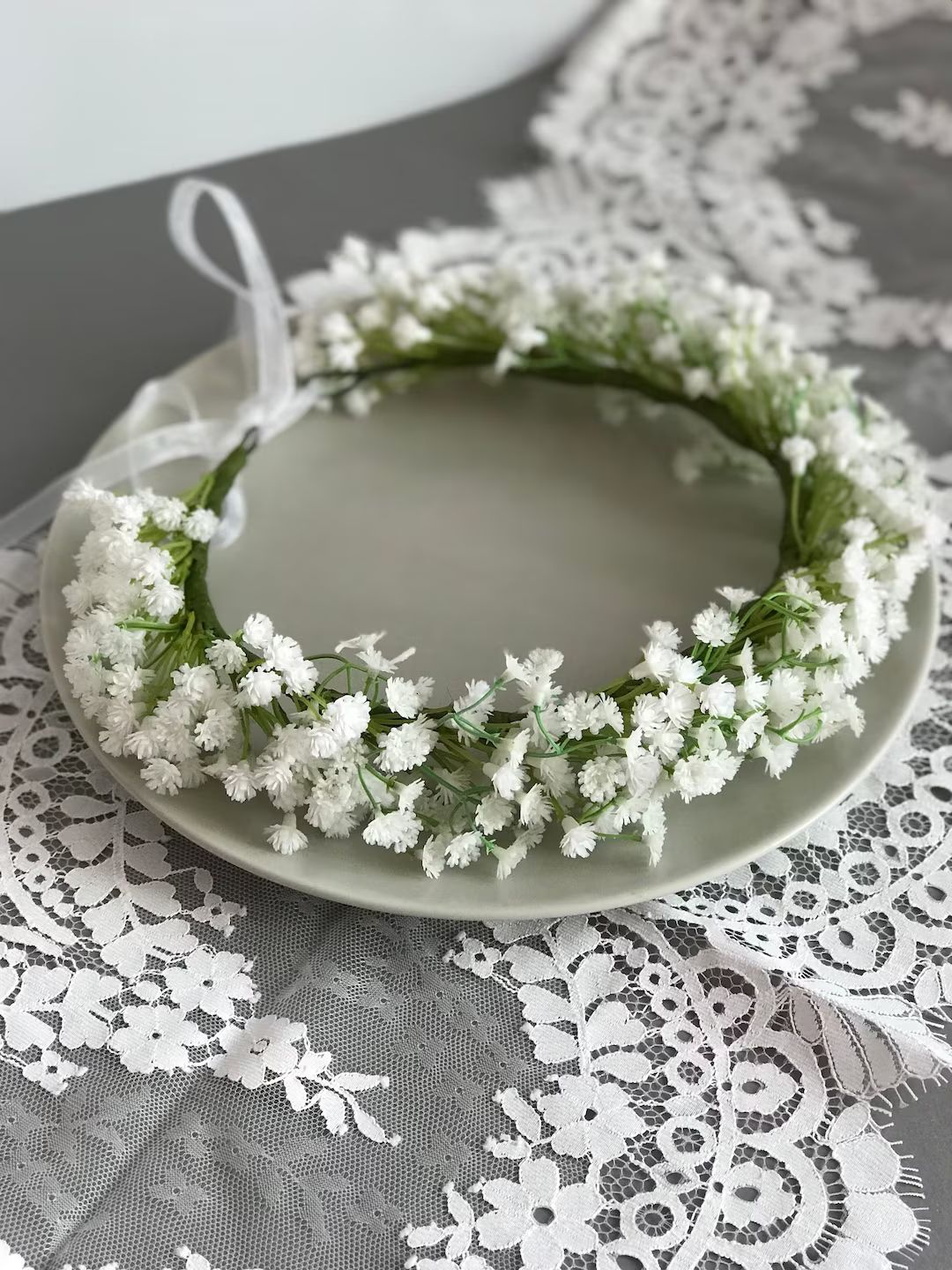 Babys breath crown, First Communion Crown, Holy Communion Headpiece | Etsy (US)
