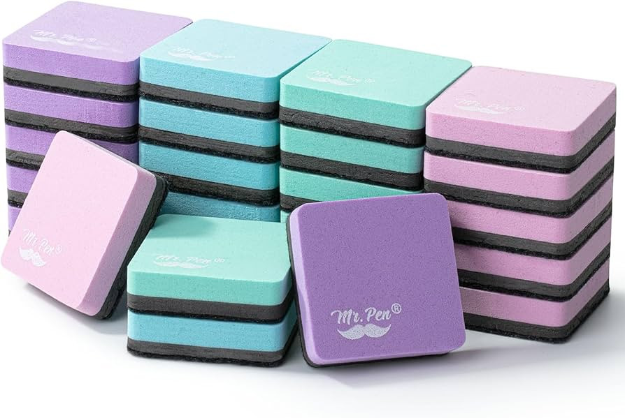 Mr. Pen- Mini Dry Erase Eraser, 24 Pack, Pastel Colors, Magnetic Dry Eraser, Whiteboard Eraser, D... | Amazon (CA)