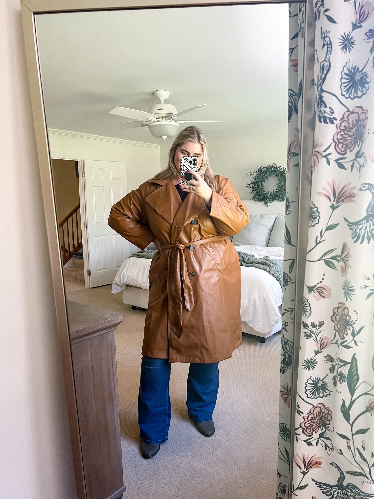 Wearing a 2x in jacket and sweater, 22 in jeans. 

Plus size leather jacket, plus size leather trench, plus size thanksgiving outfit 

#LTKstyletip #LTKfit #LTKcurves