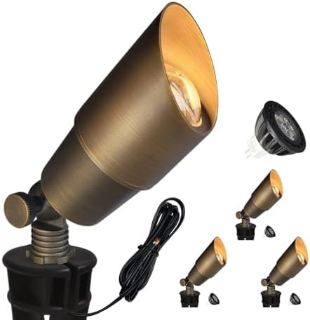 COLOER Die-cast Brass Low Voltage Spotlight,12V AC/DC Outdoor Landscape Lighting, Directional Gar... | Amazon (US)