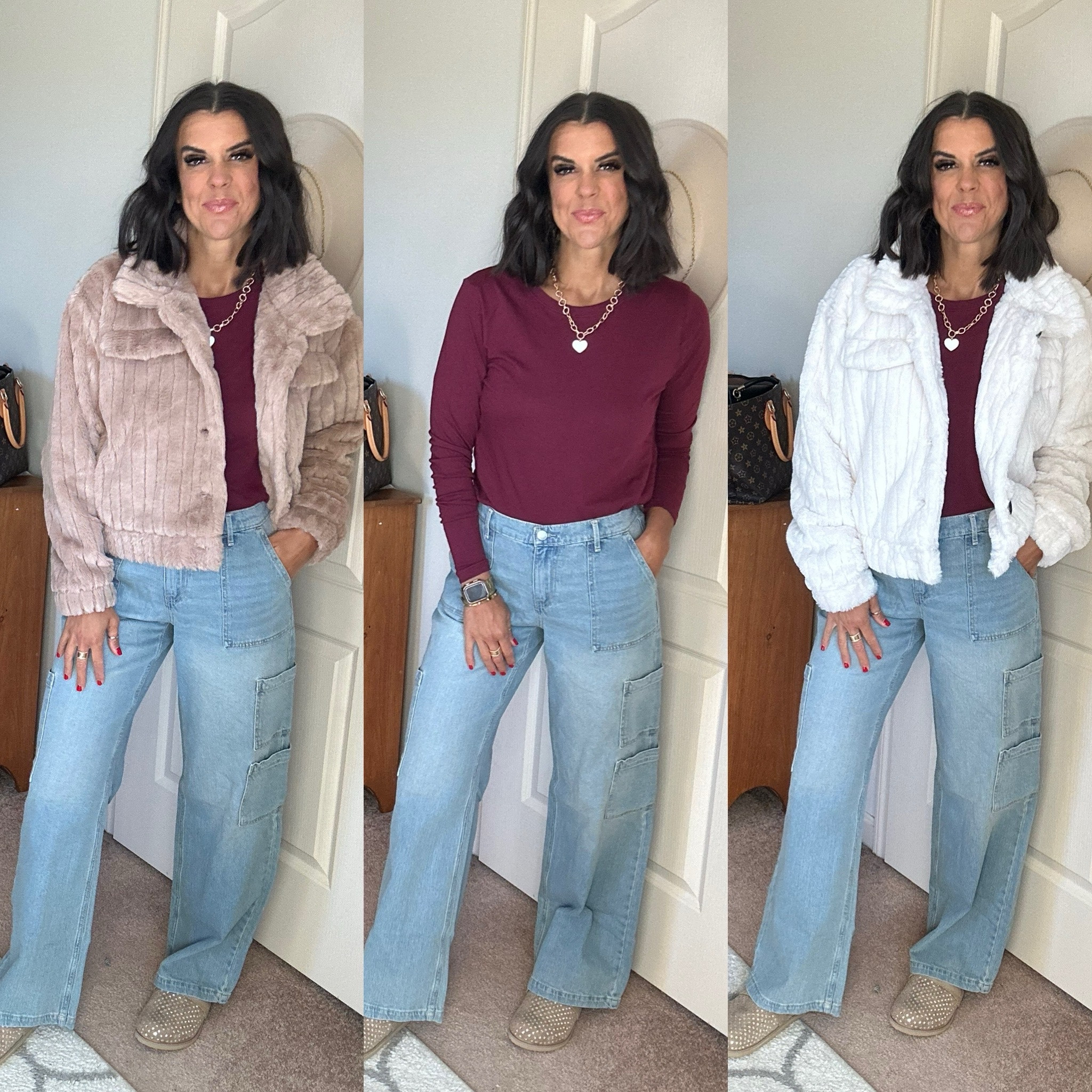 Walmart Haul! #walmartpartner 
Loving it all! Wearing size small in cargo jeans, size xs in tee, sized up one to a medium in fur coat, and clogs are true to size. @walmartfashion #walmartfashion 

#LTKFindsUnder100 #LTKSaleAlert #LTKSeasonal