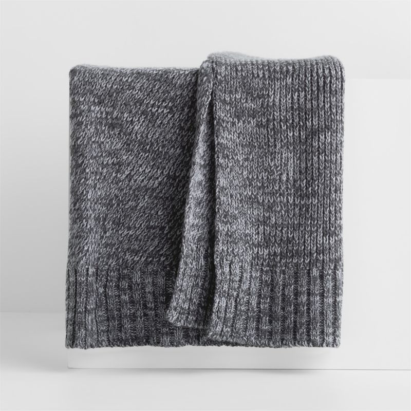Sweater Knit 70"x55" Storm Grey Throw Blanket + Reviews | Crate & Barrel | Crate & Barrel