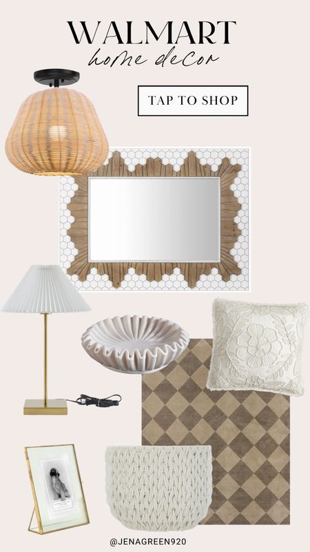 Walmart Home Decor | Area Rug | Woven Basket | Rattan Ceiling Light | Accent Mirror | Tabletop Decor

#LTKHome #LTKStyleTip #LTKFindsUnder100