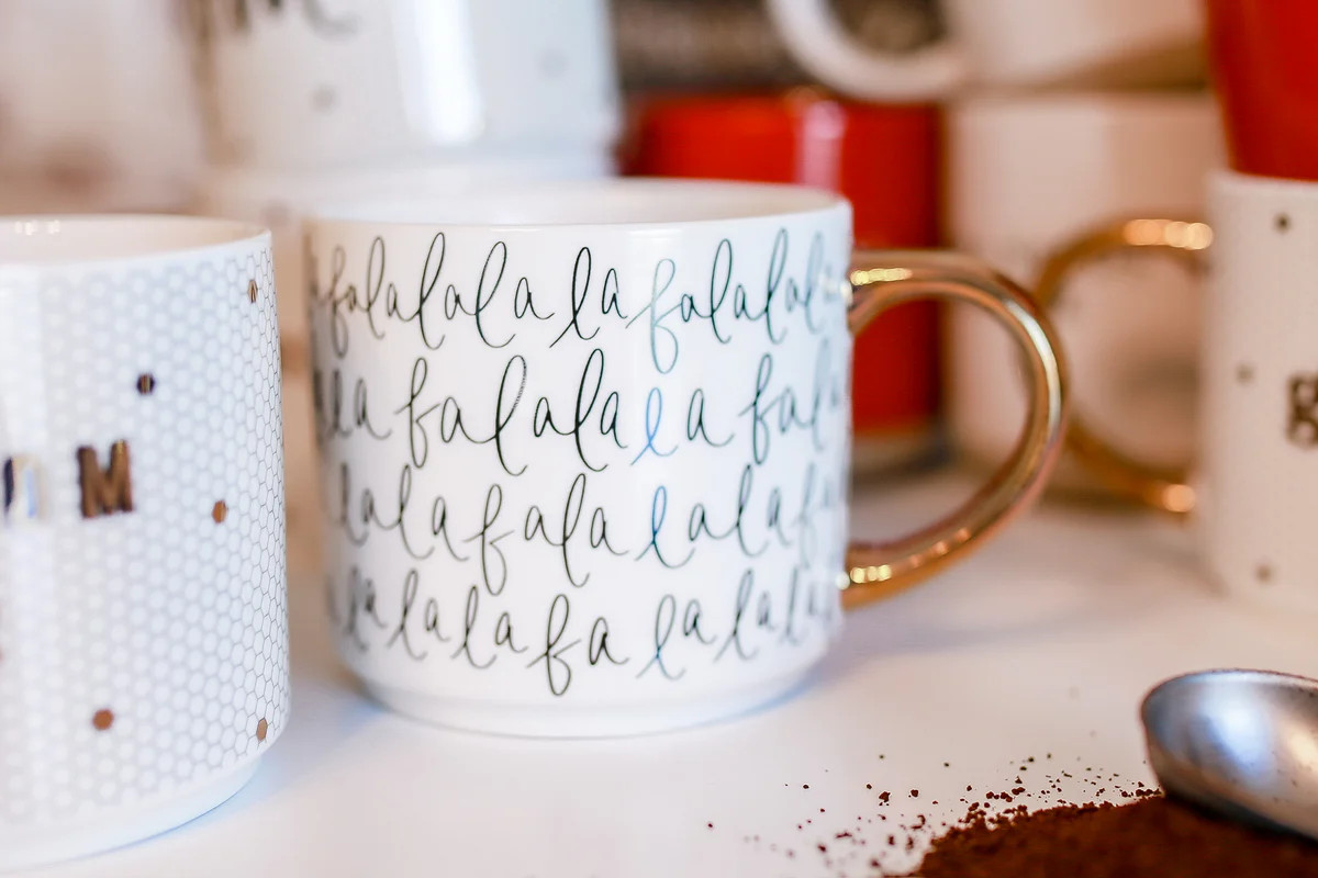 Fa La La Gold Tile Coffee Mug - 17 oz | Abandoned Cakes