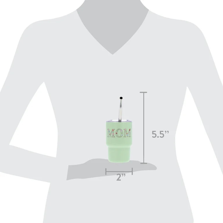 Mom Stainless Steel Mini Tumbler with Straw, Green, 3 oz, Mother's Day by Way To Celebrate | Walmart (US)