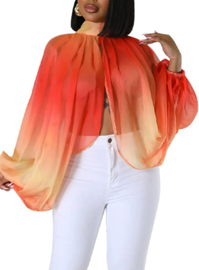 Sexy Tops for Women Party Club Night Batwing Sleeve Chiffon Blouse | Floral Print Blouse Shirts,P... | Amazon (US)