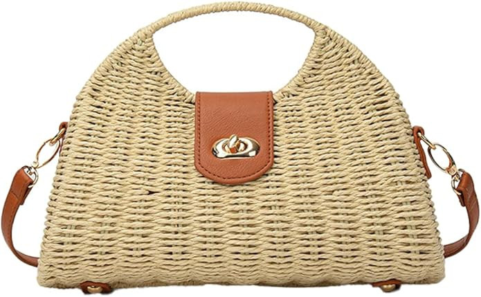Straw Crossbody Bag for Women Hand Woven Rattan Beach Handbag Top Handle Shoulder Bags Purse for ... | Amazon (US)
