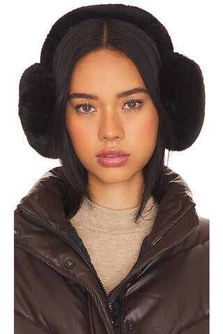 Oversized Faux Fur Earmuff in Taupe | Revolve Clothing (Global)