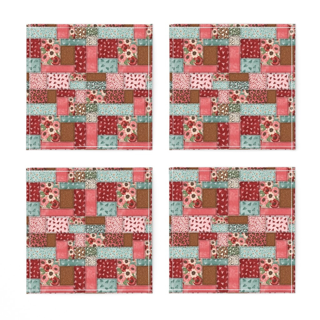 Napkins in Valentine Patchwork Quilt | Spoonflower