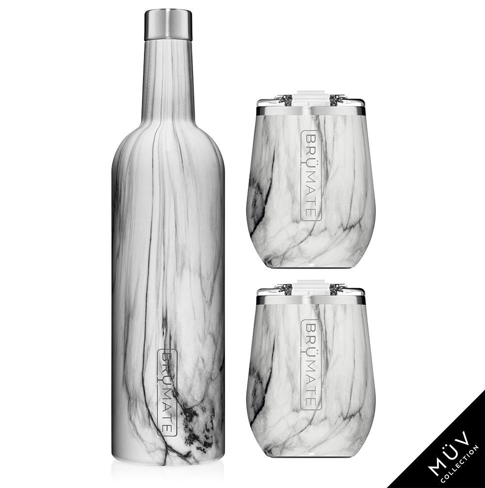 Winesulator + 2 Uncork'd XL Wine Tumblers/Lids | Carrara MÜV | BruMate