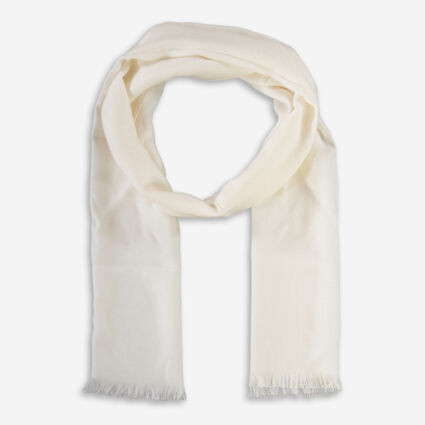 Cream Wool Blend Logo Scarf | TK Maxx
