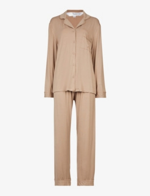 Piped stretch-jersey pyjama set | Selfridges