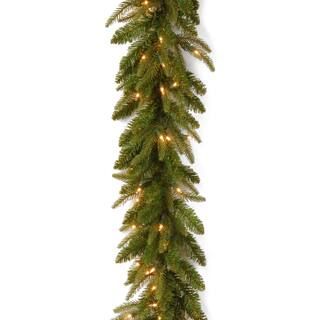 9' x 10" Pre-lit Feel-Real® Fraser Grande Artificial Christmas Garland with 100 Clear Lights | Michaels Stores
