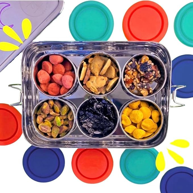 Stainless Steel Reusable Snack Bento Box: 6 50mL containers included | Plastic Free | Dishwasher ... | Amazon (US)