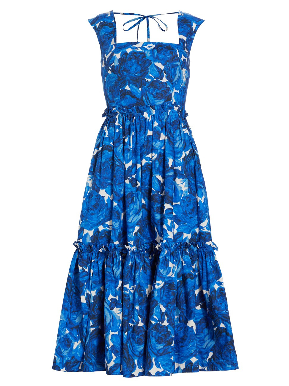 Women's Claire Floral Poplin Midi-Dress - Floral Garden Blue - Size 0 | Saks Fifth Avenue