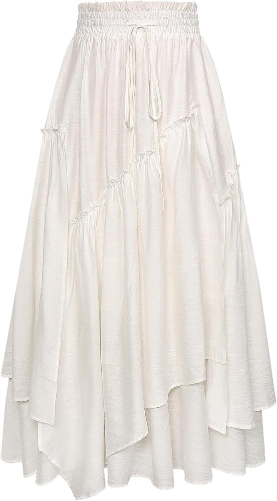 Scarlet Darkness Women Renaissance Layered Long Skirt Elastic High Waist Tiered Skirt with Pocket... | Amazon (US)
