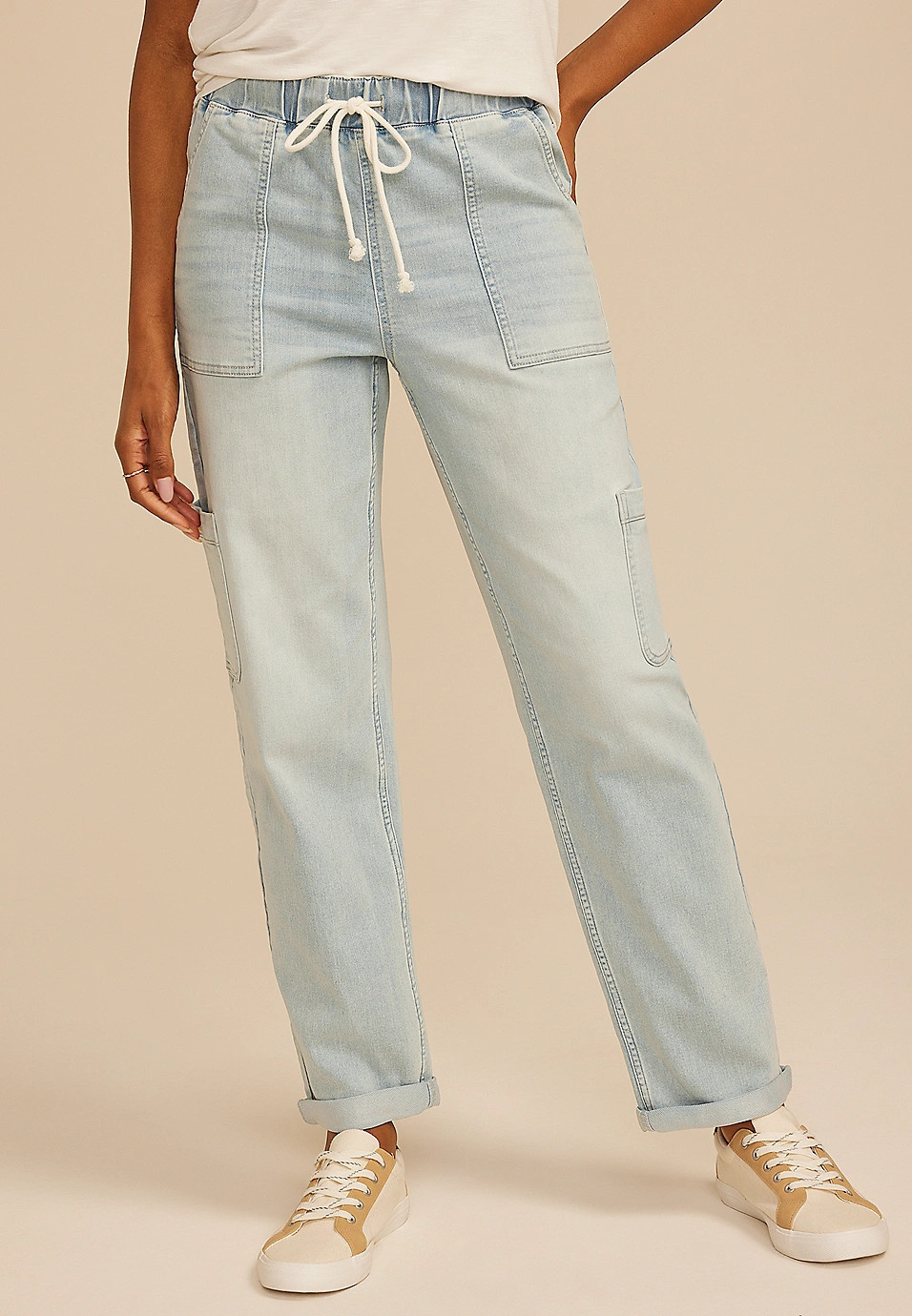 m jeans by maurices™ Light Soft Knit High Rise Rolled Hem Jogger | Maurices