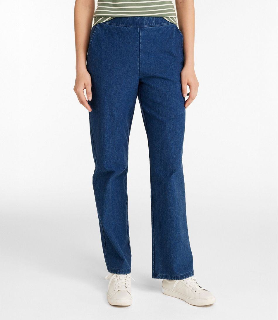 Women's Perfect Fit Pants, Denim Straight-Leg Fleece-Backed | L.L. Bean