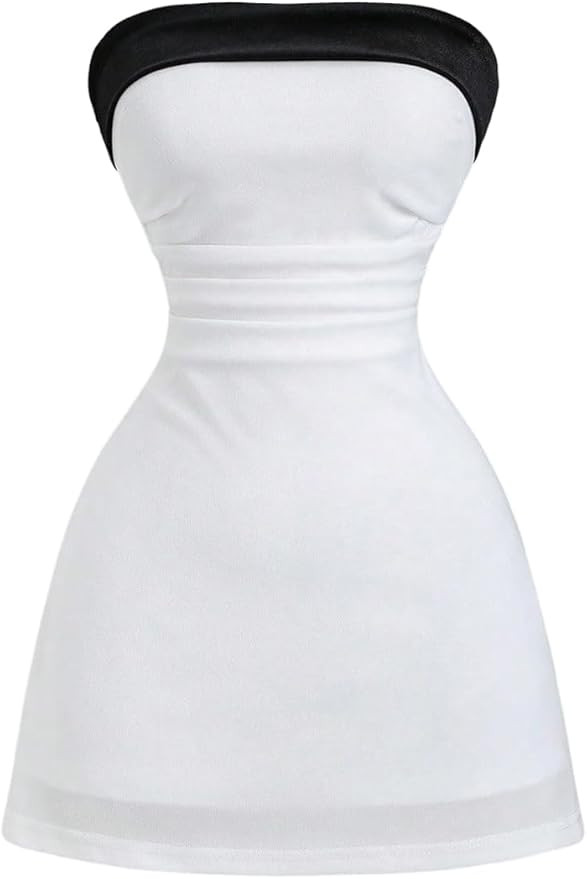 GORGLITTER Women's Strapless Tube Mini Dress Graduation Summer Party Prom Formal Cocktail Elegant... | Amazon (US)
