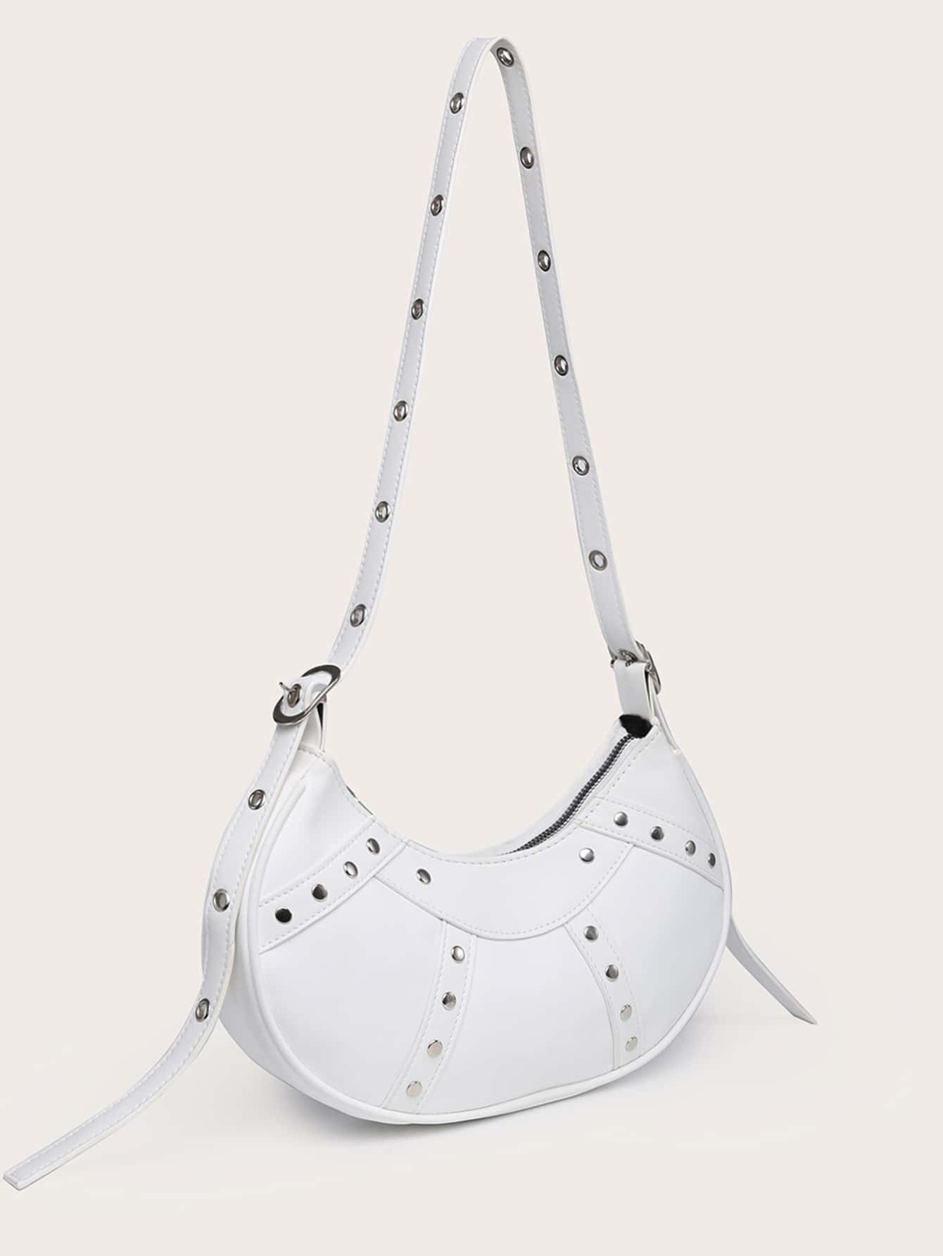 Studded Decor Zipper Hobo Bag | SHEIN