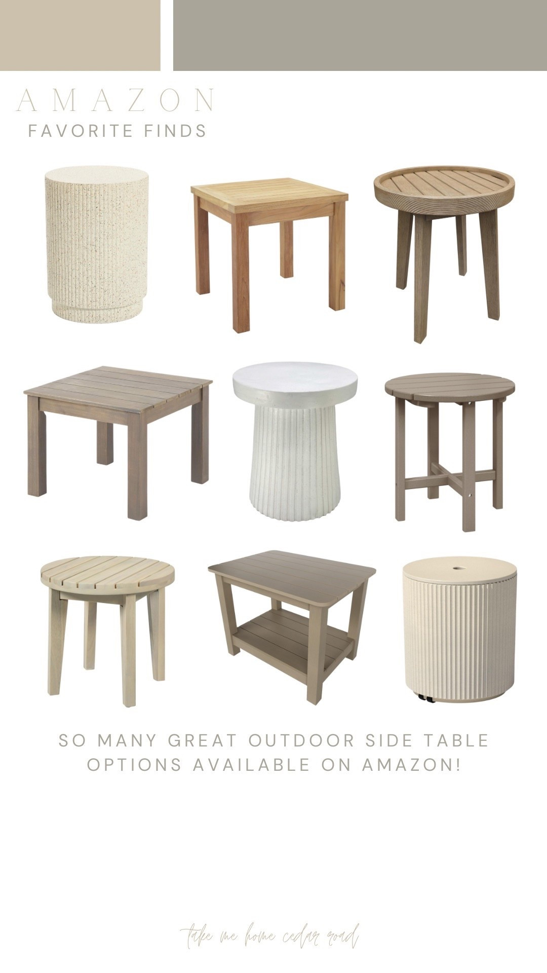 So many great outdoor end tables available on Amazon!

Outdoor table, outdoor furniture, patio furniture, outdoor end table 

#LTKHome #LTKSaleAlert