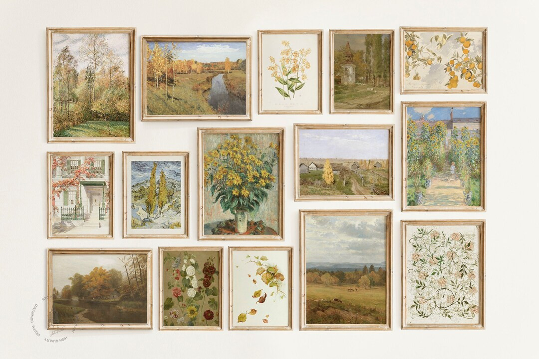 Vintage wall Art, Vintage Gallery wall Set of 15, Vintage Landscape Printable wall Art, Vintage D... | Etsy (US)