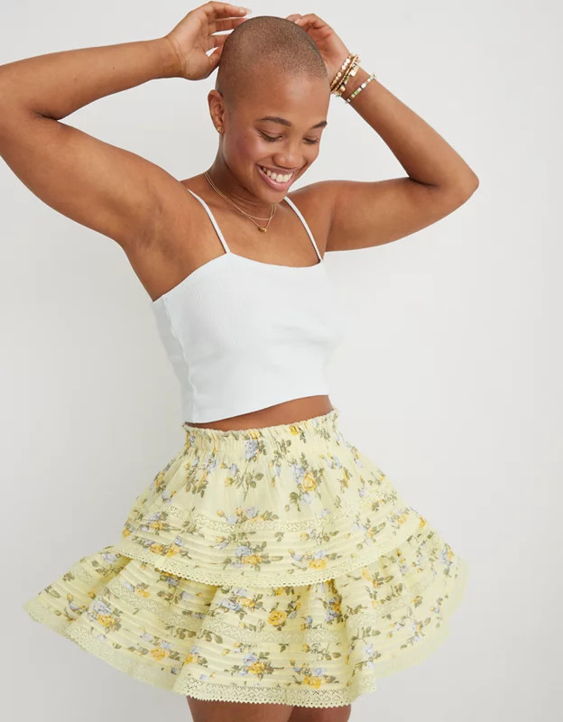 Aerie Rock 'n' Ruffle Printed Mini Skirt | American Eagle Outfitters (US & CA)