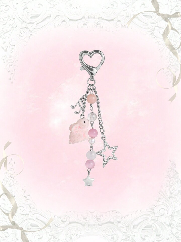 ROMWE Kawaii 1pc Sweet And Lovely Style Bunny & Star & Crystal & Tassel Pendant Keychain, Great E... | SHEIN