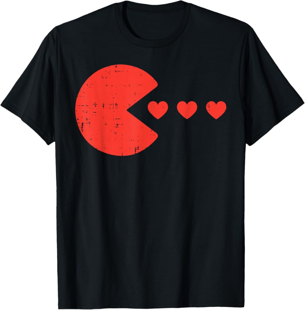 Valentines Day Gamer Eating Hearts Men Boys Kids Youth Teen T-Shirt | Amazon (US)