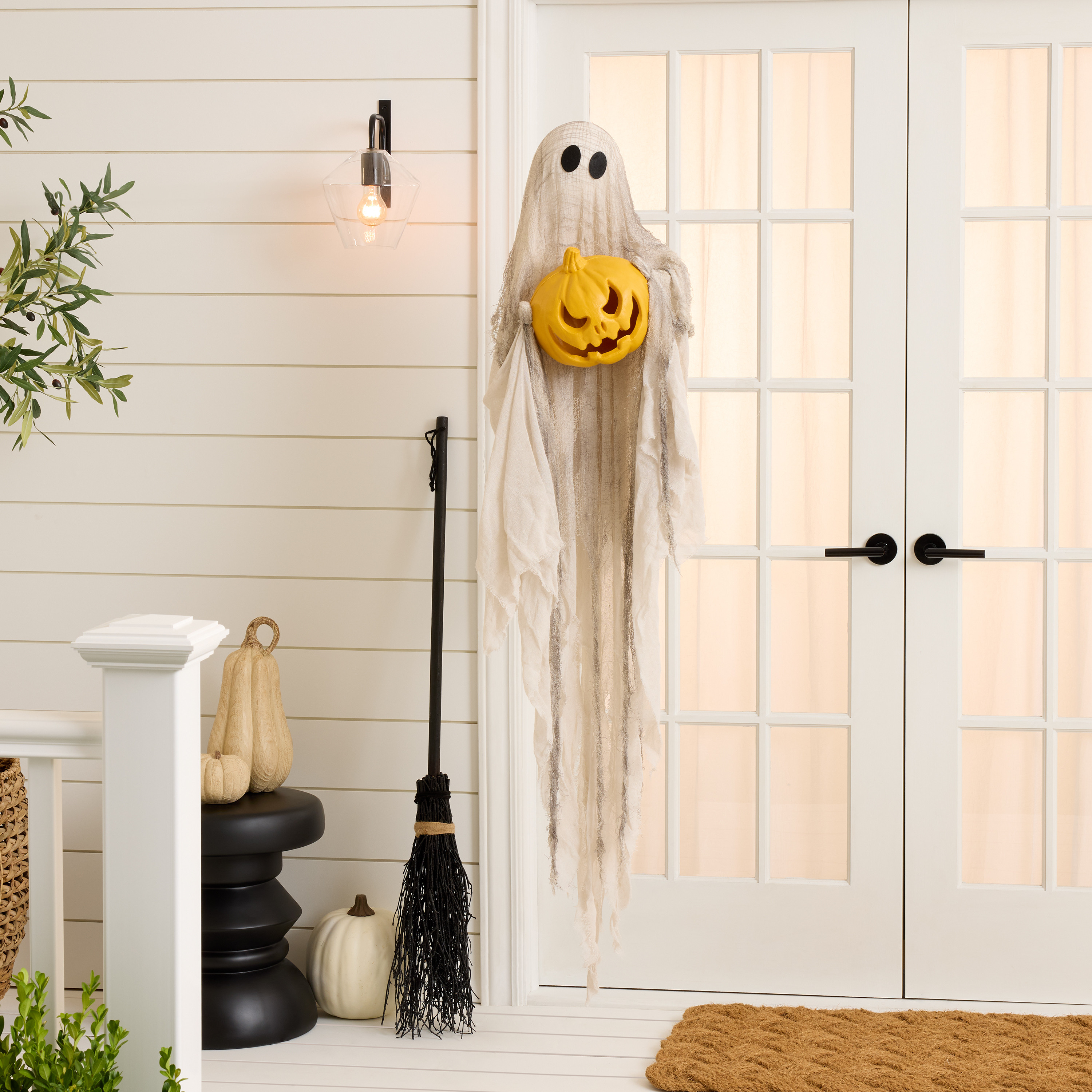 Gauze Ghost and Jack-O'-Lantern Halloween Hanging Decor - World Market | World Market