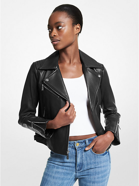 Leather Moto Jacket | Michael Kors US