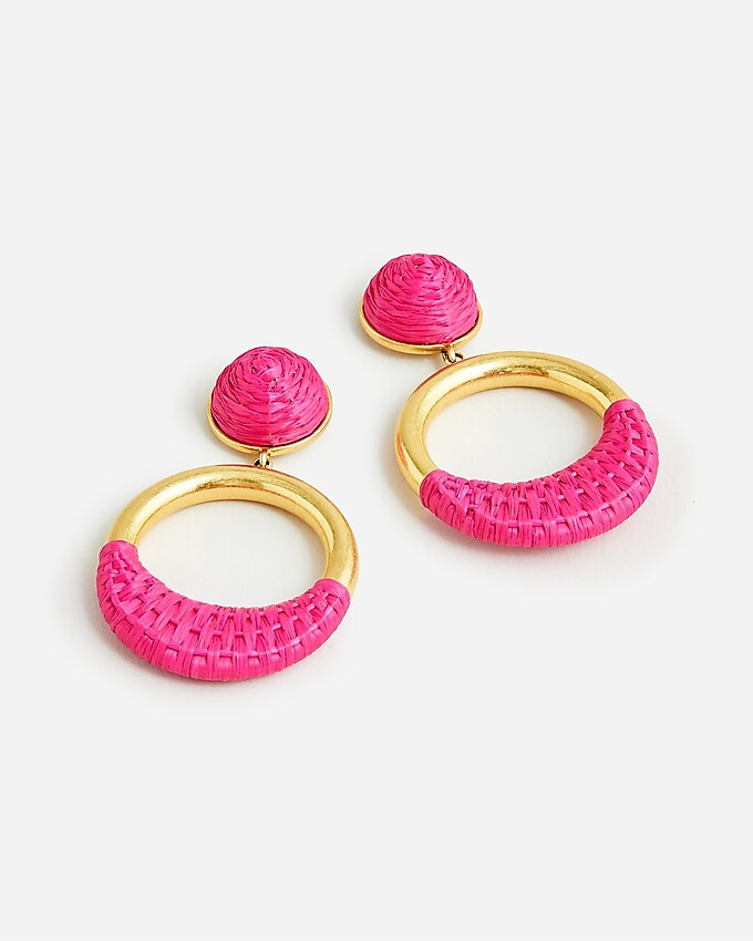 Raffia-wrapped hoop earrings | J. Crew US