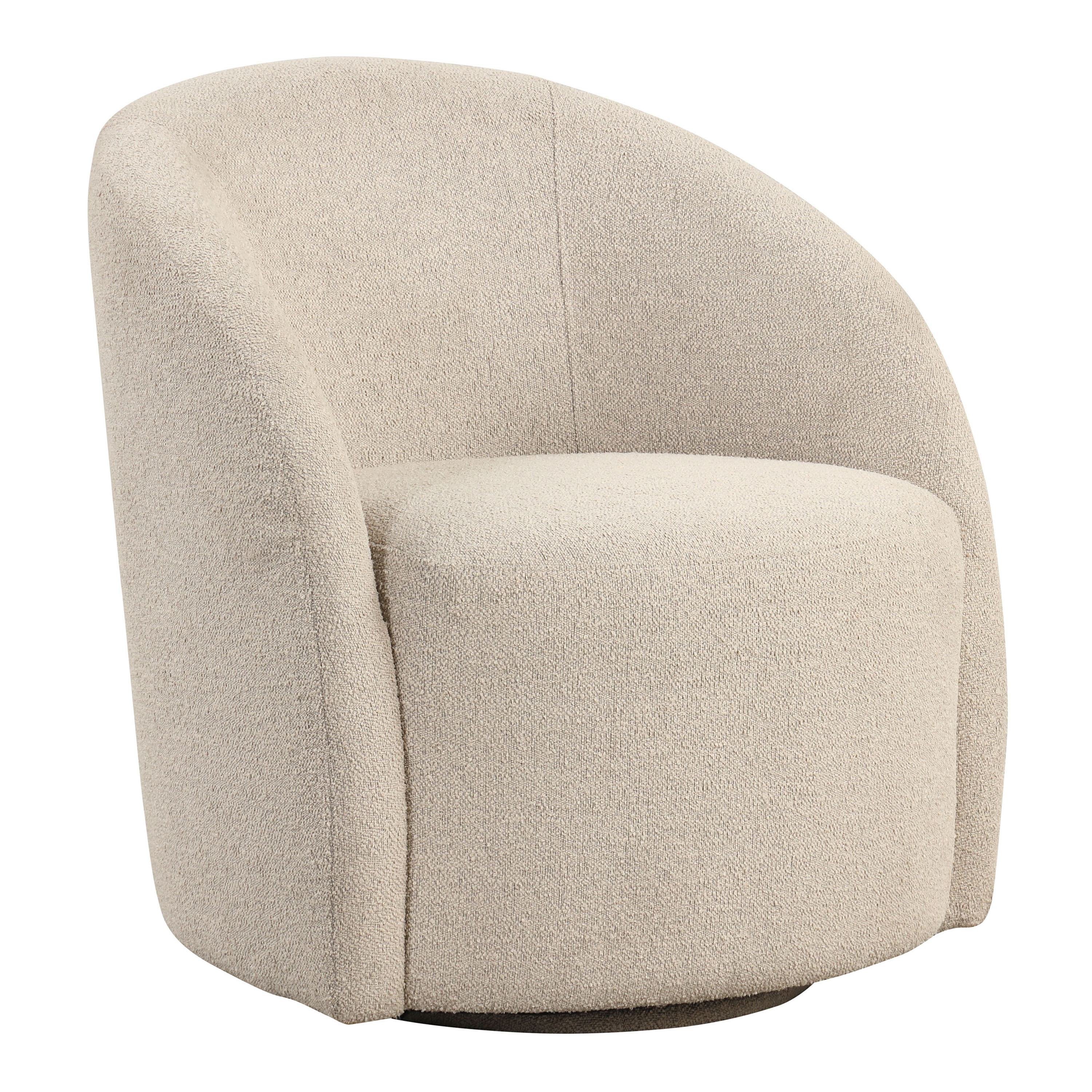 Brooksbank Khaki Boucle Curved Back Upholstered Swivel Chair | World Market