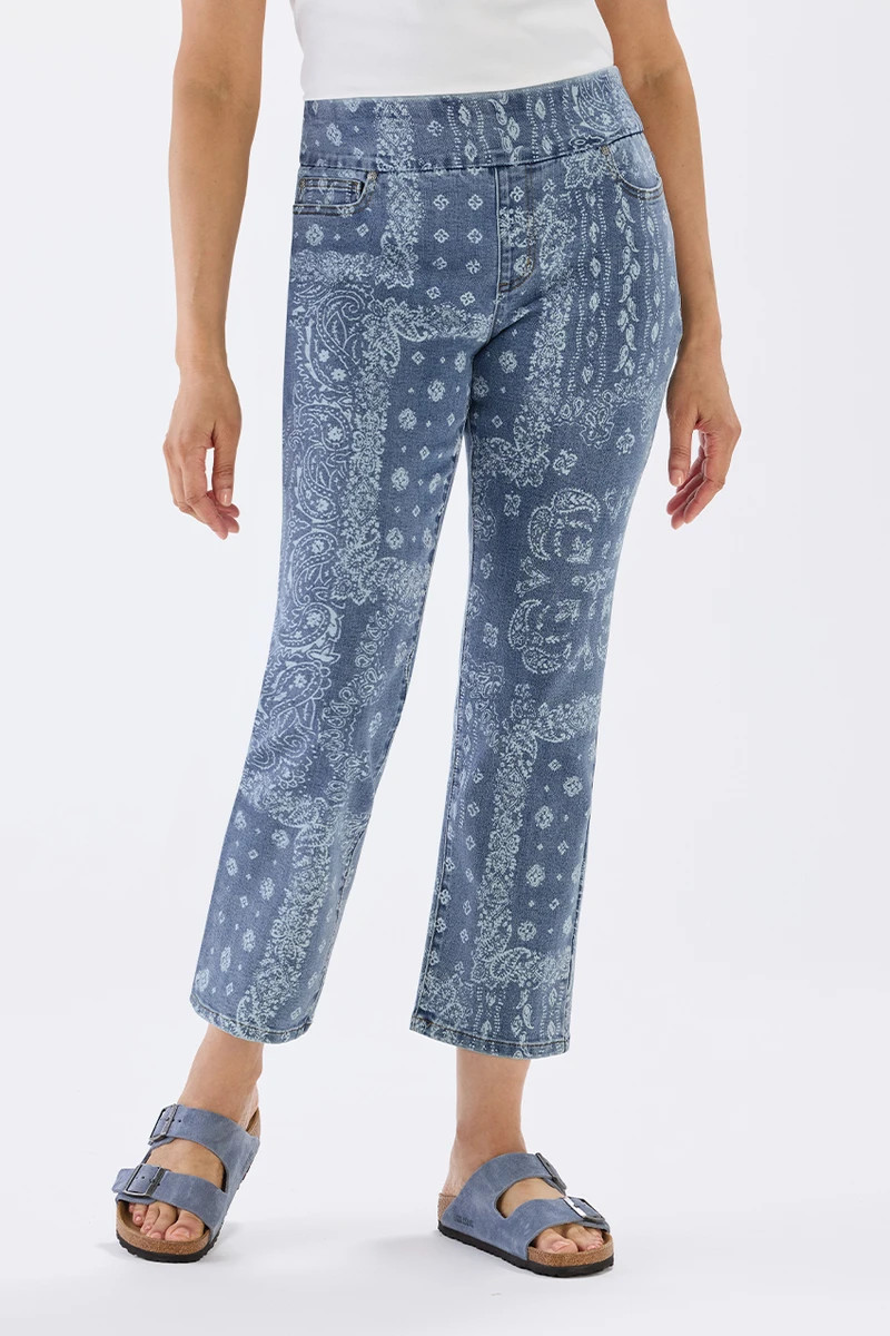 Bandana Print Pull-On Ankle Jeans | Coldwater Creek