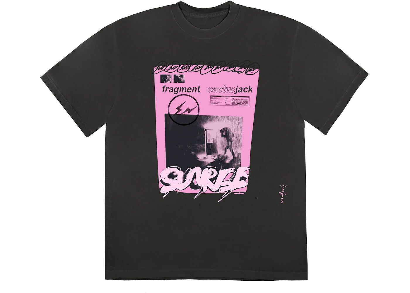 Travis Scott Cactus Jack For Fragment Pink Sunrise T-shirt Washed Black | StockX