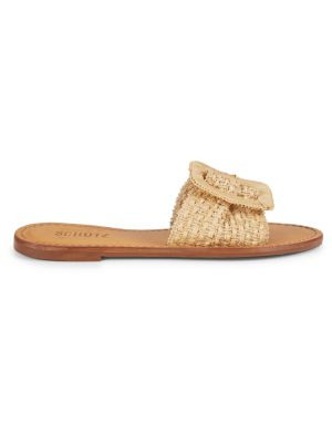 Cinna Straw Buckle Flat Sandals | Saks Fifth Avenue OFF 5TH
