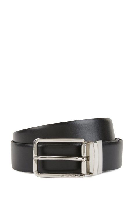 Reversible leather belt in two colors with silver buckle | Hugo Boss NL-BE
