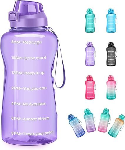 4AMinLA Motivational Gallon Water Bottle with Time Marker & Straw, Large Capacity Leakproof BPA F... | Amazon (US)