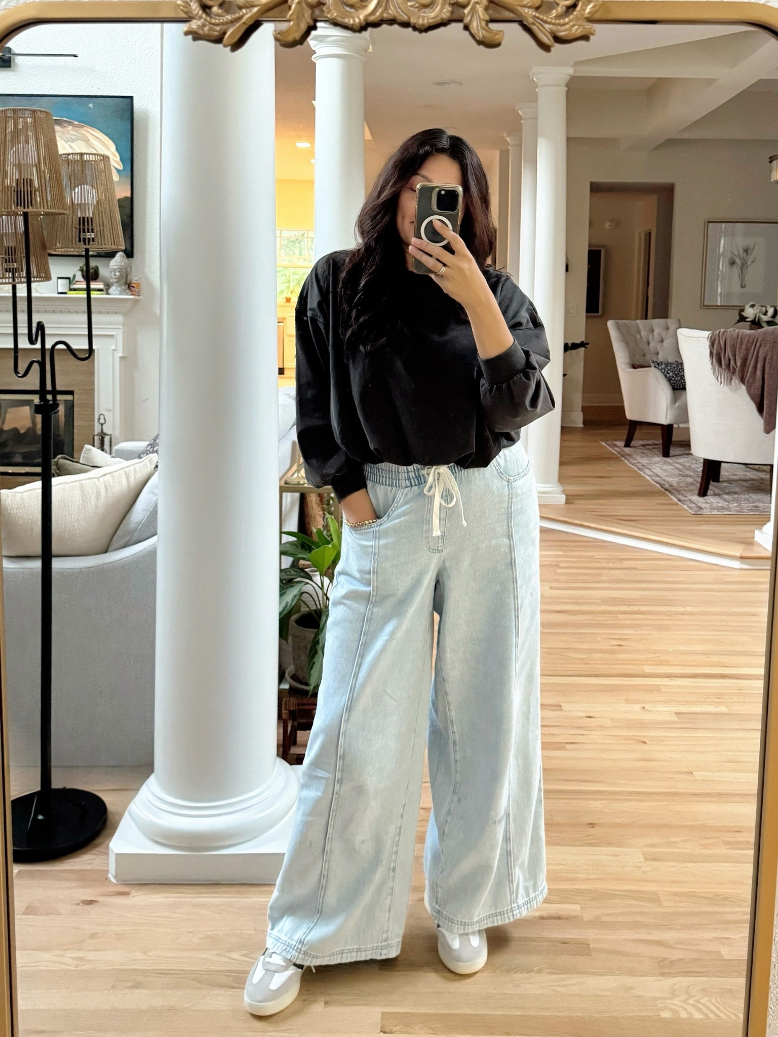 The set you’ll live in this season…
This bubble-hem top is super soft, mostly cotton, and hits perfectly at the waist. Styled with a new favorite lightweight wide legged jeans + Adidas Barreda Decode sneakers, it’s the effortless comfort-meets-style look made for everything from errands to weekend plans. Size M in top/bottom. 5’7. #target 

#LTKFindsUnder50 #LTKStyleTip