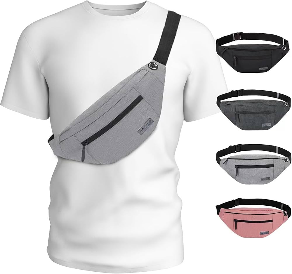 MAXTOP Large Crossbody Fanny Pack with 4-Zipper Pockets,Gifts for Enjoy Sports Festival Workout T... | Amazon (US)
