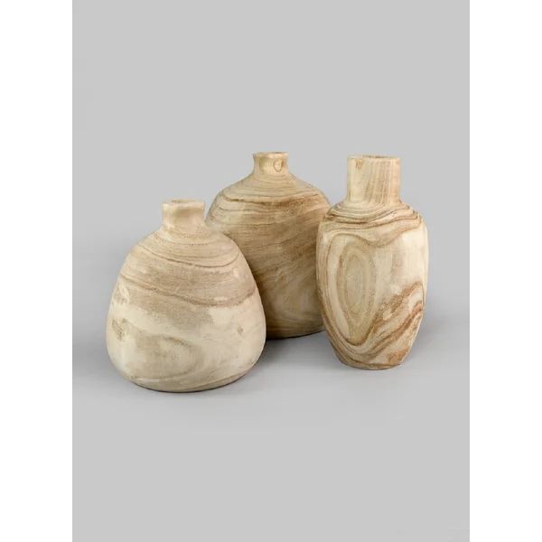 Irwinton Beige 10" Indoor / Outdoor Wood Table Vase | Wayfair North America