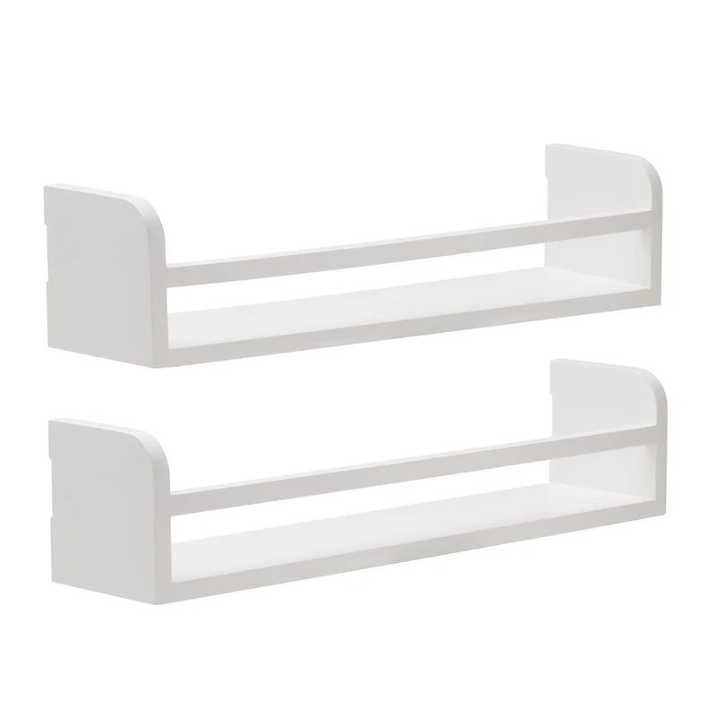 MELANNCO 2 Pieces Floating Arc Wall Shelves with Rail for Nursery, Bedroom, Living Room, Kitchen,... | Wayfair North America