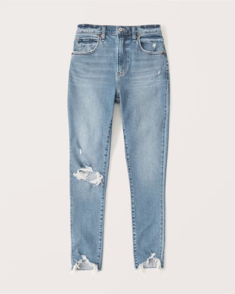 Women's Curve Love High Rise Super Skinny Ankle Jean | Women's Clearance | Abercrombie.com | Abercrombie & Fitch (US)