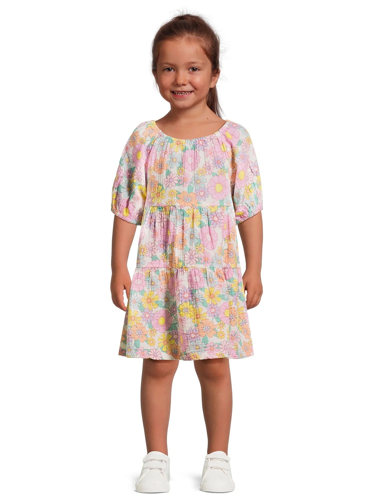 Wonder Nation Toddler Girl Tiered Dress, Sizes 12M-5T - Walmart.com | Walmart (US)