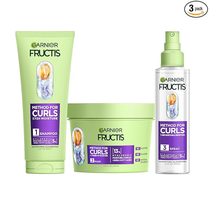 Garnier Fructis Method for Curls Curly Hair Products, Moisture Filling Shampoo, Hair Mask and Cur... | Amazon (US)