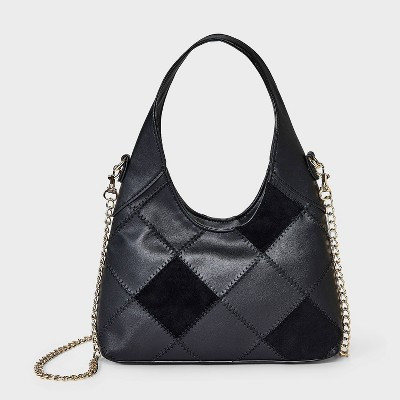 Square Patchwork Mini Slouchy Chain Handbag - Universal Thread™ Black | Target