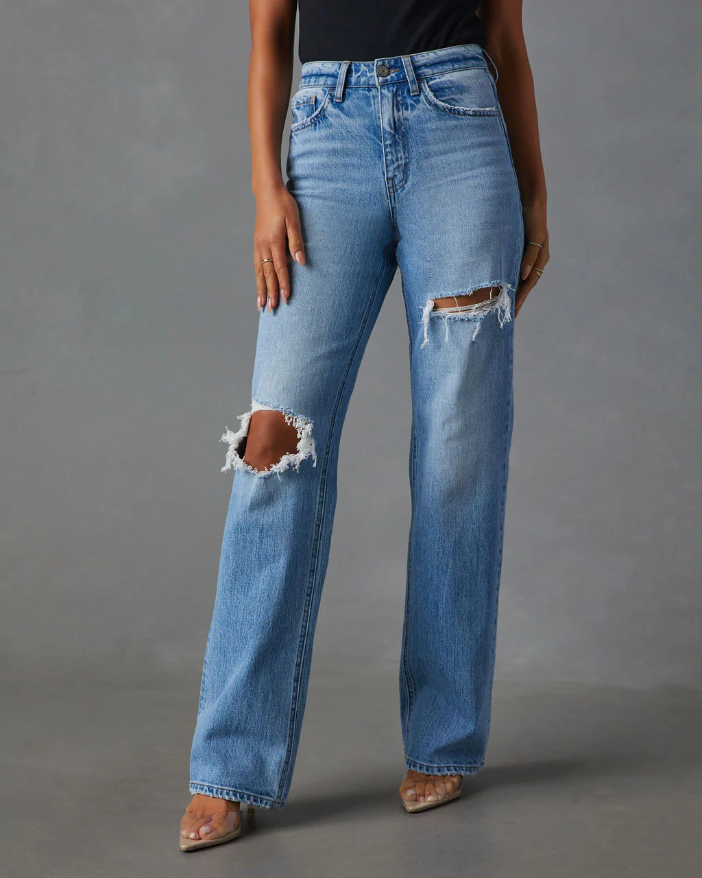 Sequoia Stretch Distressed Straight Leg Jeans | VICI