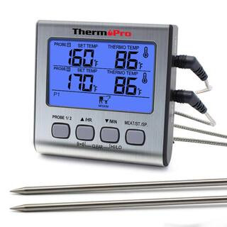 ThermoPro TP-17 Dual Probes Digital Meat Cooking Thermometer for Grill BBQ Food Oven Smoker TP-17... | The Home Depot